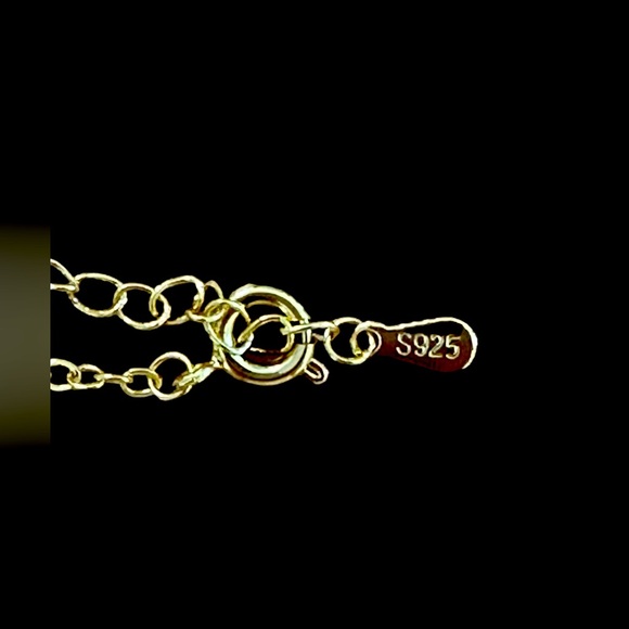 MAMA NECKLACE 14k on 925 STERLING SILVER CZ 16” ADJUSTABLE NIB - Picture 3 of 4